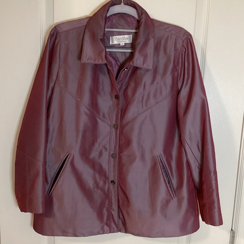 Brother Fashions Women's Metallic Utility Jacket Short Coat Lined Quilted Size 2